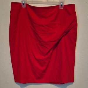 New York & Company Red Ruched Pencil Skirt